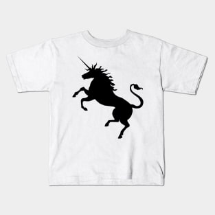 Scottish Black Rearing Unicorn Silhouette Kids T-Shirt